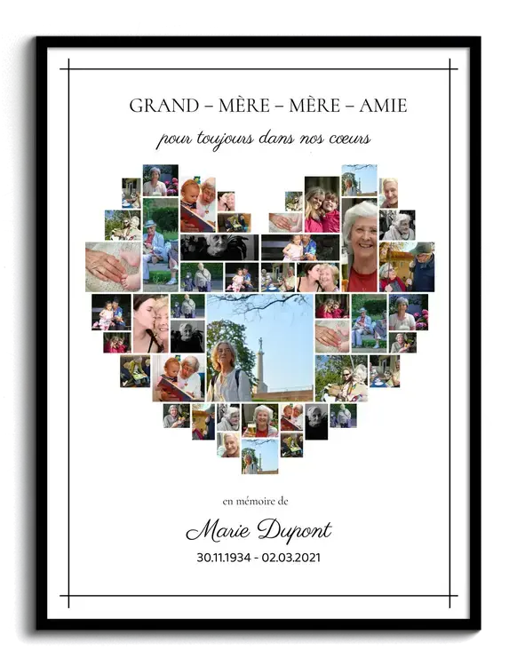 Collage souvenir personnalisée en cœur
