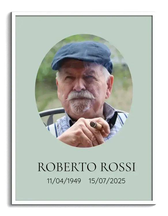 Foto commemorativo ovale mint con dati personalizzati