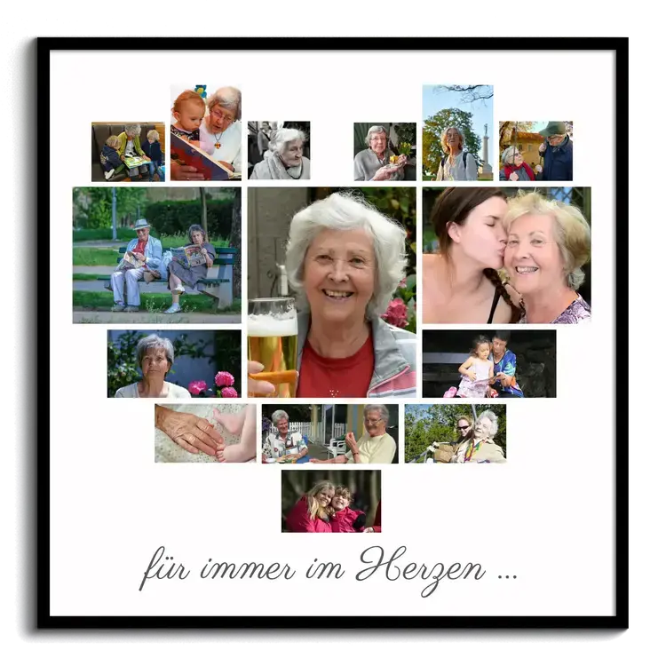 Fotocollage Herzform - Erinnerung & Trost bei Trauer