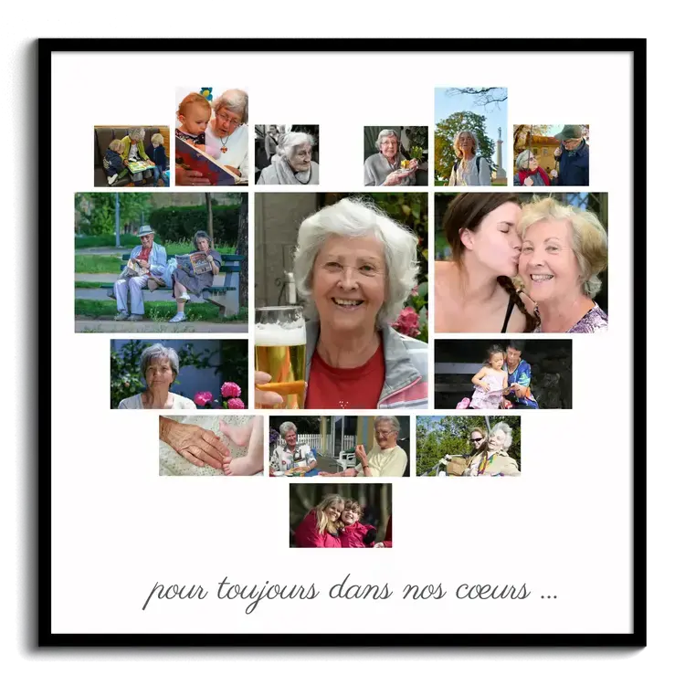 Collage Cœur Souvenir 15 Photos "Toujours Nos Cœurs"