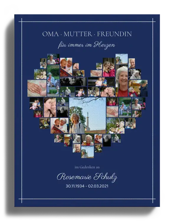 Herz-Trauercollage auf Premium-Leinwand