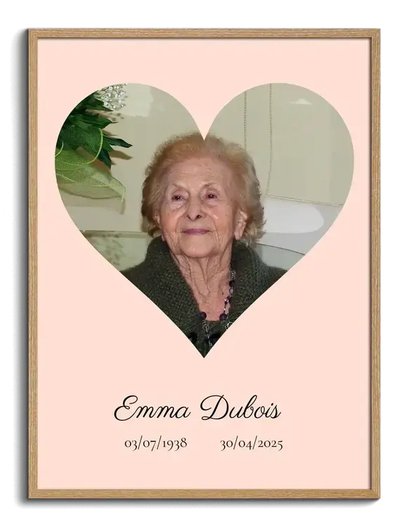 Collage de deuil cœur personnalisée